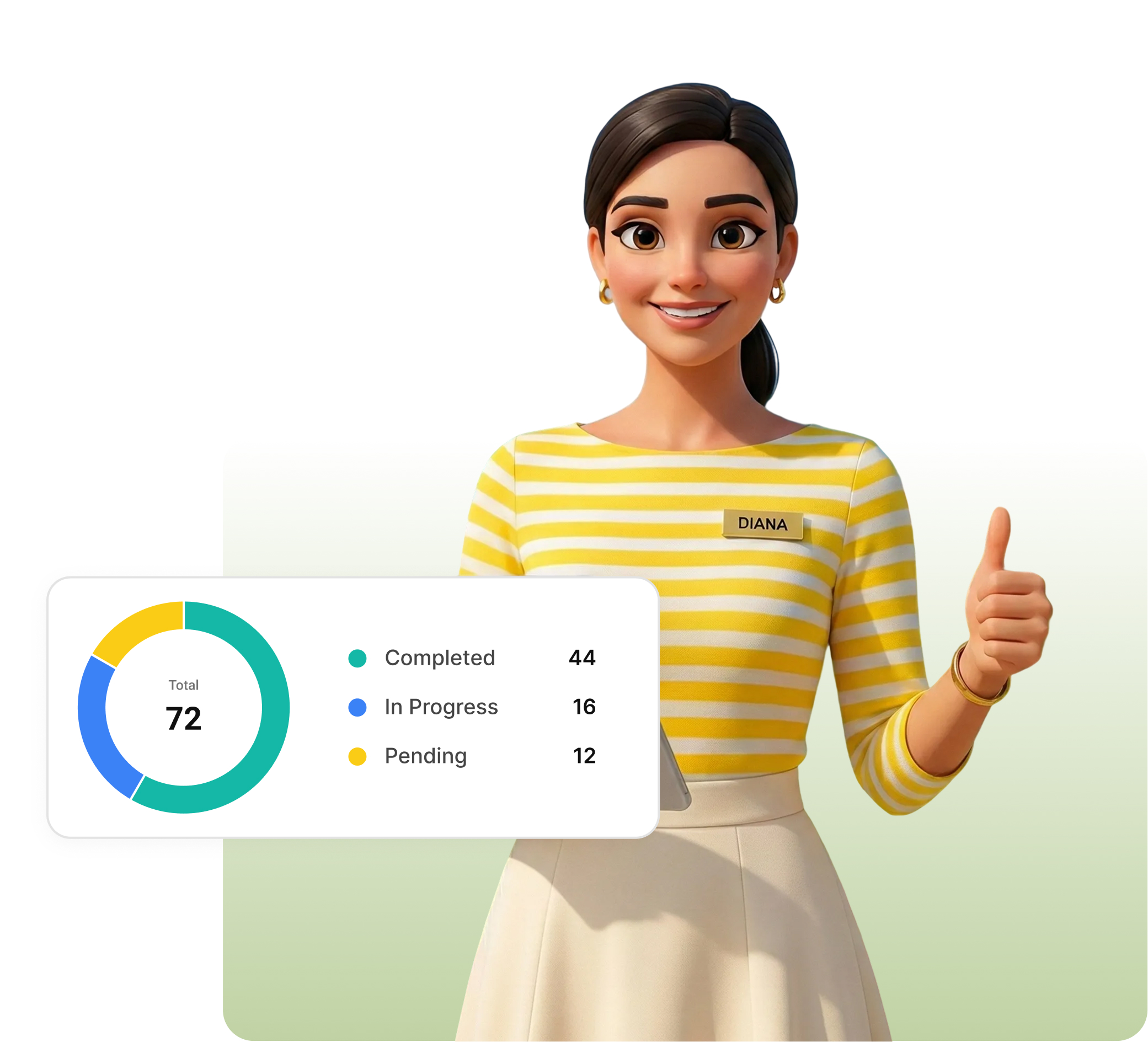 Illustrated Apprende team member giving a thumbs up
